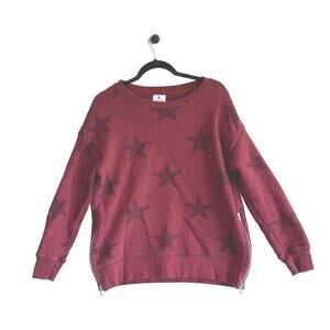 Sundry Brand Star Print Pullover Sweatshirt - Maroon Size 0
